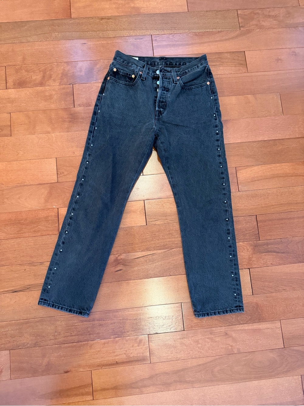 Levi’s Premium 501 Black Studded Straight Leg Jeans W26 L28
